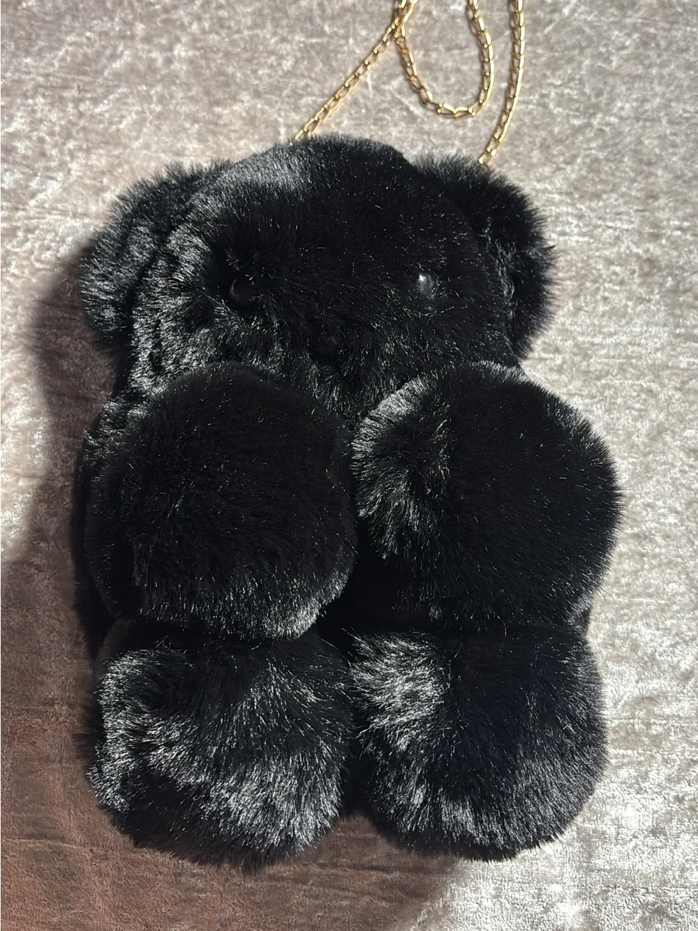 Black Plush Bear Crossbody Bag for Kids